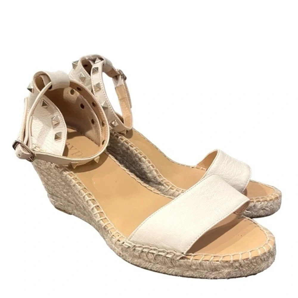 Anthropologie Maypol Studded Cream Leather Nalino Espadrille Wedges